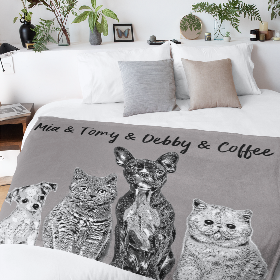 Custom Pet Blanket Using Pet Photo + Name Custom Cat or Dog Blanket Personalized Cat or Dog Blankets
